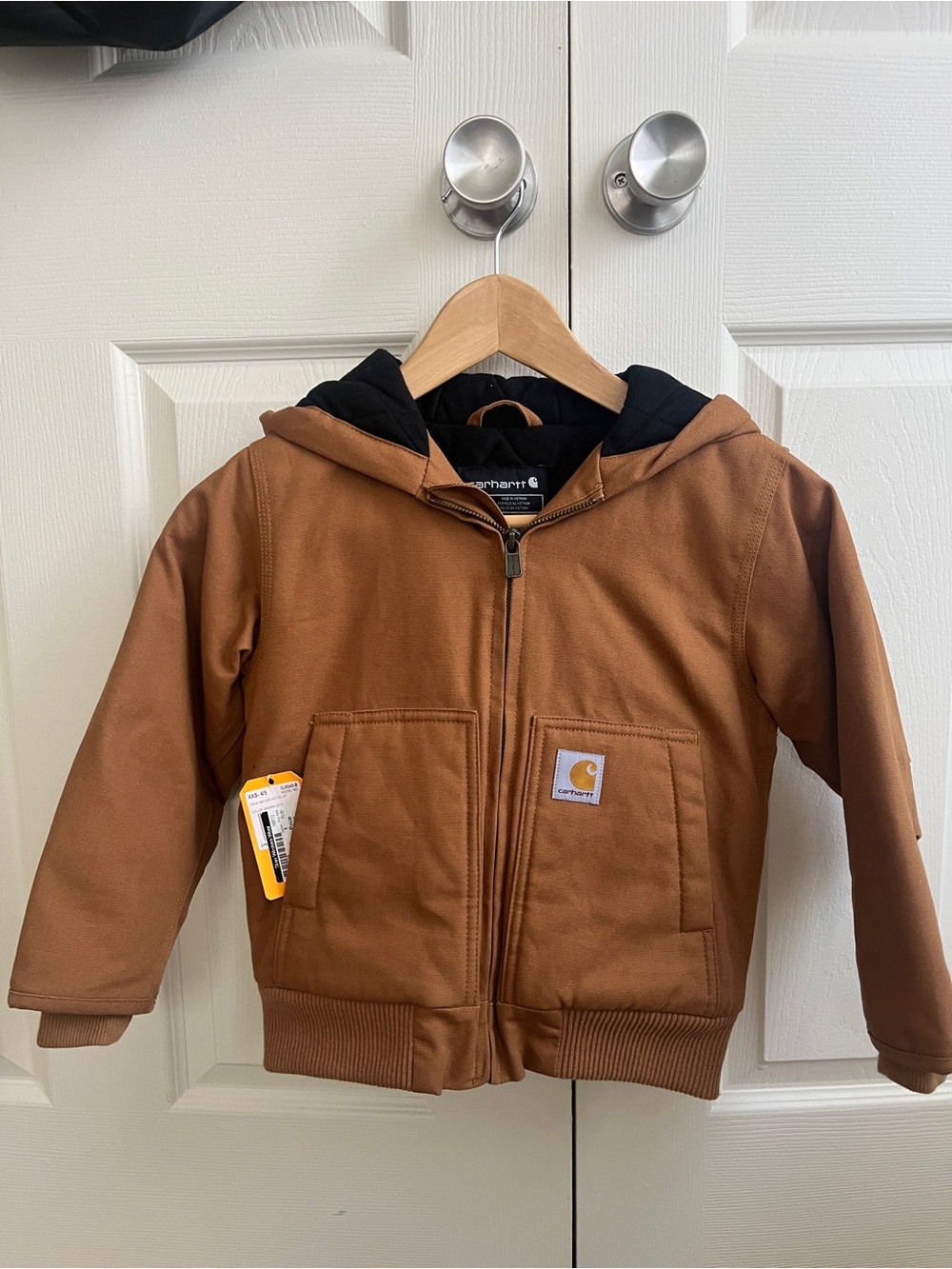 Carhartt Kids XXS 4-5 Brown Hooded Zip Jacket with Black Lining